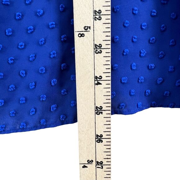 J Crew Blouse Womens S Cobalt Blue Sheer Swiss Dot Keyhole Popover Top Preppy - Picture 9 of 14